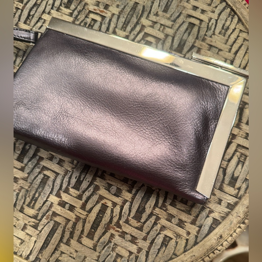 Calvin Klein Pewter/Gunmetal Clutch with Silver clasp
